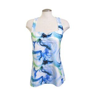 Old Navy Active Womens Tank Top Plus XXL Blue Swirl Marble Racerback Shelf Bra